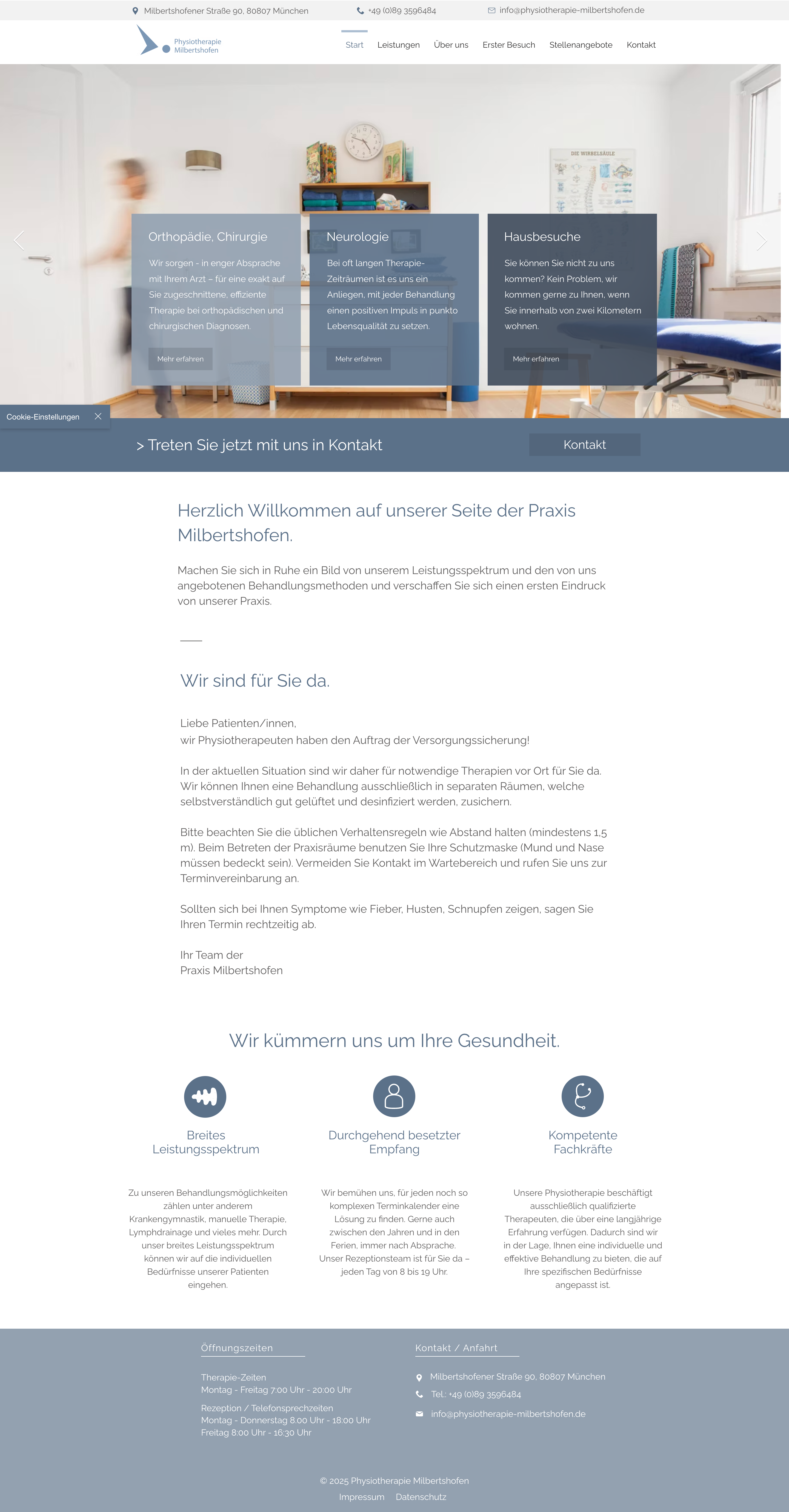 Website-Vorschau: Physiotherapie Milbertshofen